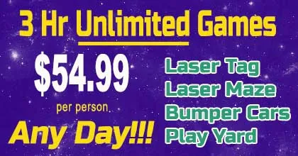 Triple Play Deal promotional graphic for three laser tag games