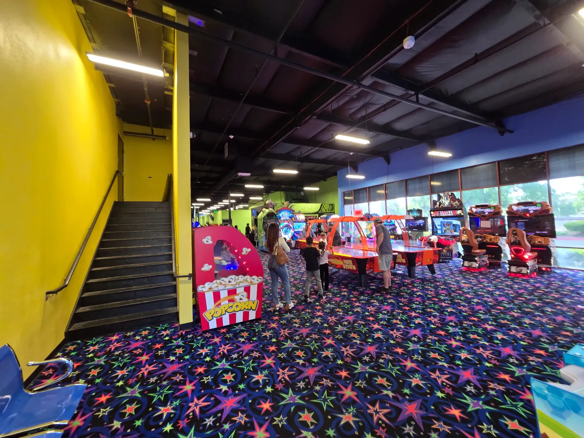Arcade game room at SacTag for group entertainment.