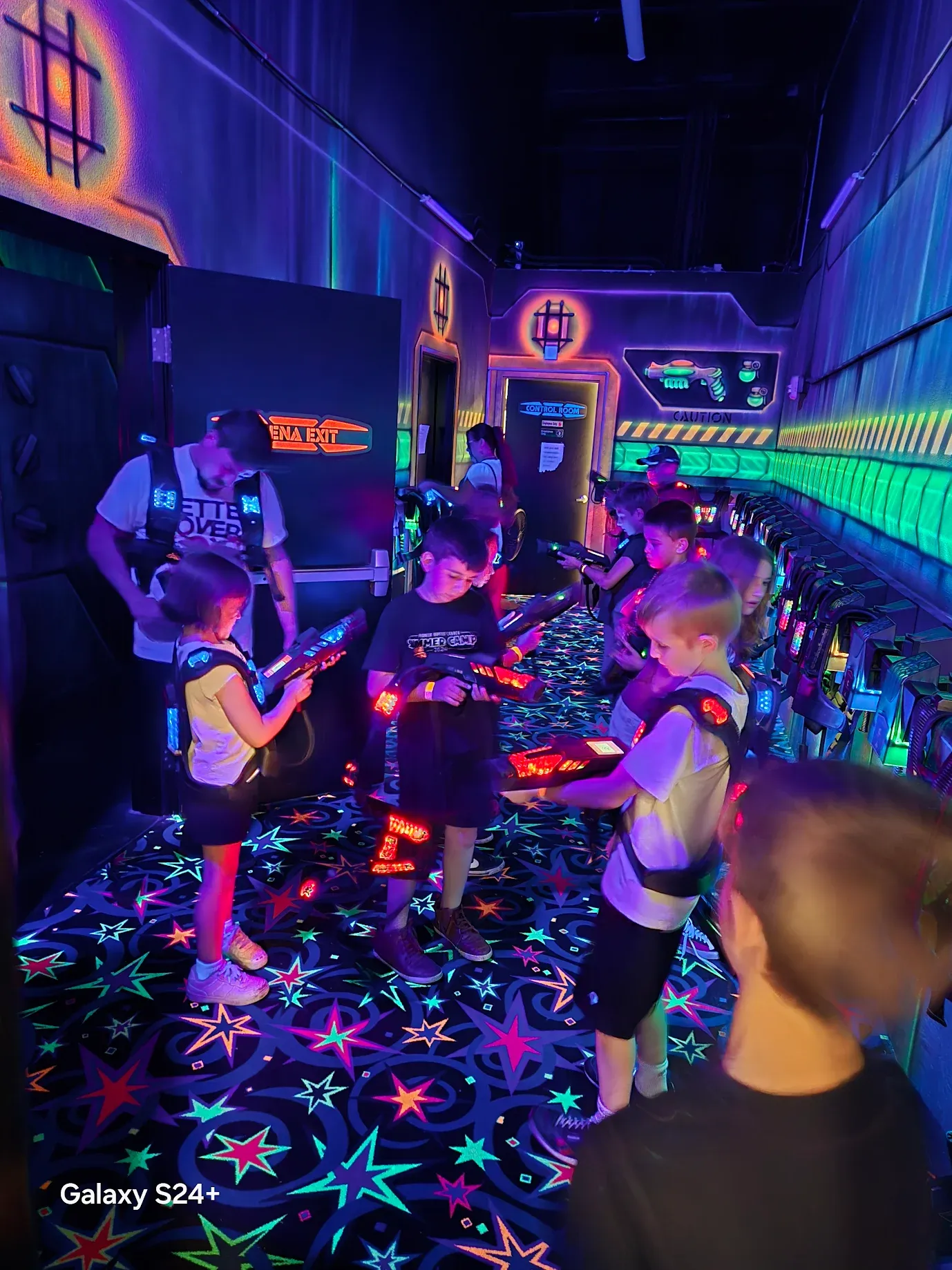 Kids having fun at a laser tag birthday party