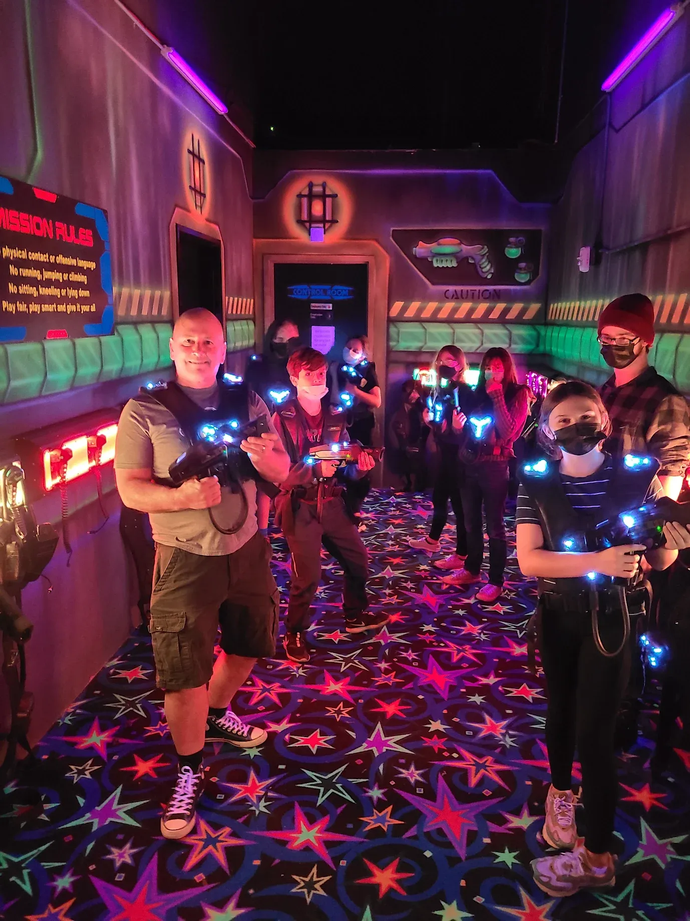 A squad of friends geared up and ready for battle in our neon-lit arena. Friday and Saturday night sessions are Sacramento's hottest group activity for teens and young adults — the ultimate alternative to movies or bowling. Gather your crew and experience the vertical advantage.