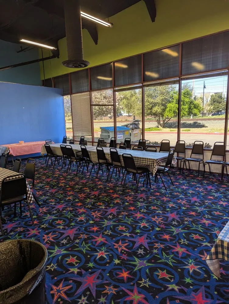 Private party room decorated for a birthday celebration